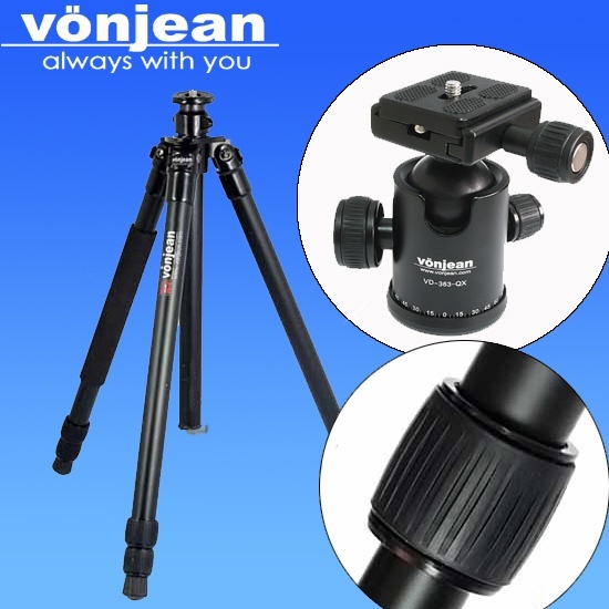 【クリックで詳細表示】VT-345D Tripod ＋ VD-363 BLACK ballhead for digital DSLR camera nikon canon デジタル カメラ用 3段 三脚 ブラック