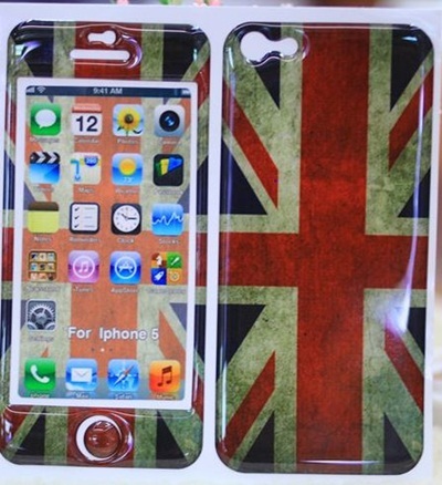 【クリックでお店のこの商品のページへ】iphone5 デザインシール イギリス国旗 前＋後