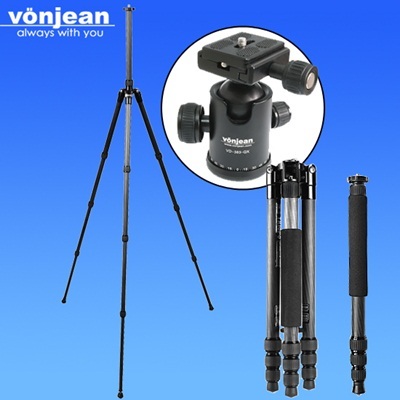 【クリックで詳細表示】vonjean VT-845Z カーボンファイバートラベラー三脚 ＋ VD363 ボールヘッド for Canon Nikon Olympus デジタル SLR カメラ