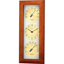【クリックで詳細表示】EMPEX(エンペックス) ウェザータイム温度・時計・湿度計 TM-726 【温度・湿度計(天然木シリーズ) 】