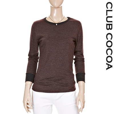 【クリックでお店のこの商品のページへ】[CLUB COCOA]Simple glass stripe t-shirt＿CCS9TS6100