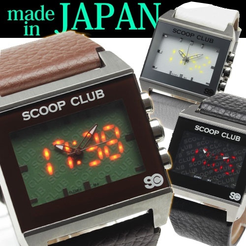【クリックでお店のこの商品のページへ】【日本製】SCOOP CLUB メンズ腕時計/LEDアナログ＆デジタル・デュアルタイム腕時計(ru-AC-W-SA6803)LED腕時計/スクエアフェイス/レディース/ユニセックス
