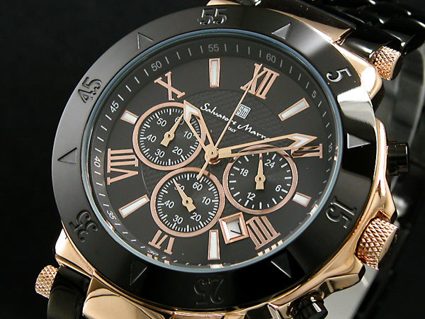 【クリックでお店のこの商品のページへ】サルバトーレマーラ 腕時計 クロノグラフ メンズ SM7019PG-BKBK