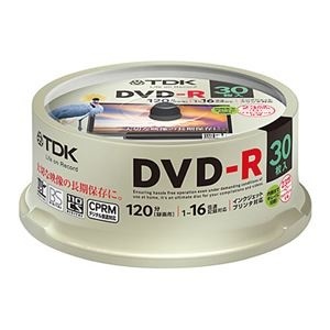 【クリックで詳細表示】(まとめ) TDK 録画用DVD-R 120分 1-16倍速 ホワイトワイドプリンターブル スピンドルケース DR120DPWC30PUE 1パック(30枚) 〔×2セット〕