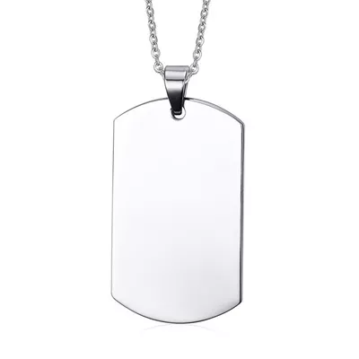Qoo10 Stainless Steel Plain Dog Tag ID Pendant Necklace (Free Engraving) Free Chain 40mm Height