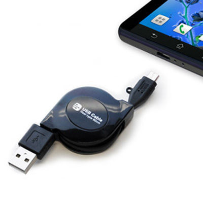 【クリックで詳細表示】カシムラ USB充電ケーブル リール 80cm 1.8A micro BK AJ-452