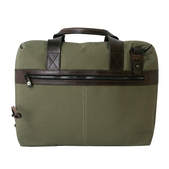 【クリックで詳細表示】[J.FOLD]Top Handle Briefcase - Olive w. Brown Leather＿N29199/34