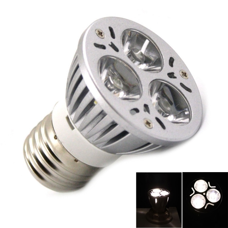 【クリックで詳細表示】E27 3W 3 LED 6000K Pure white Light LED Spotlight Bulb (85-265V)