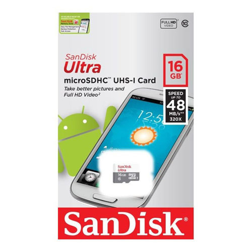 【クリックで詳細表示】SANDISK サンディスク microSDHCカード 16GB Class10 海外パッケージ SDSQUNB-016G-GN3MN