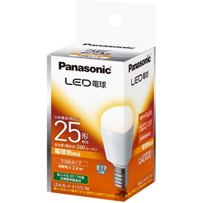 【クリックでお店のこの商品のページへ】パナソニック LED電球 E17口金 25型相当 電球色 260lm 下方向タイプ LDA3L-H/E17/E/W LDA3LHE17EW-L