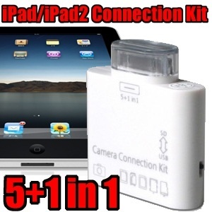 【クリックで詳細表示】【送料無料】デジカメの写真を手軽にiPad/iPad2/新しいiPadに取り込もう！ 5in1＋USB コネクションキット(MicroSD/SDHC/メモリーステック/メモリーステックDuo/カードリーダー/USBキーボード/デジタルカメラ) 【Connection Kit(ICH-05WC) 】即納可能です！！全ての商品が【送料無料】の素敵なお店！秋のタイムセール開催中！