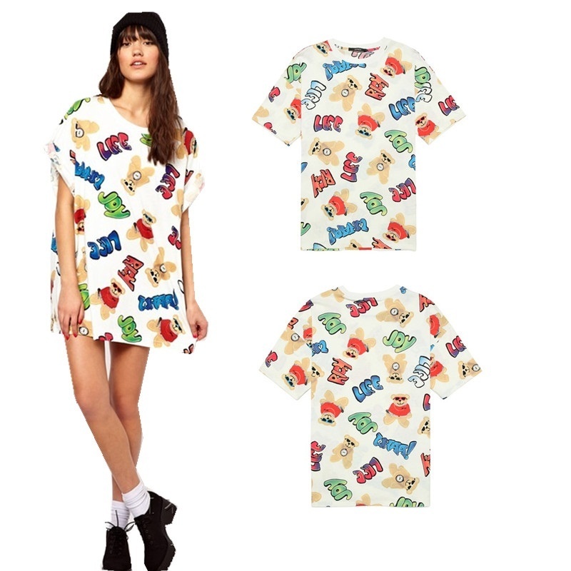 【クリックで詳細表示】韓国スターSulli/shinee同じデザインTシャツ★棉Tシャツ/プリントTシャツ