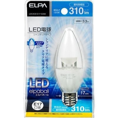 【クリックで詳細表示】ELPA LED電球 シャンデリア球形 E17 昼光色 LDC4CD-E17-G350