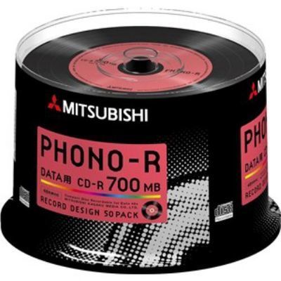 【クリックで詳細表示】三菱化学メディア メディア Phono-Rシリーズ CD-R(Data) 700MB 50枚スピンドルケース50P レッド SR80PH50D5-50P