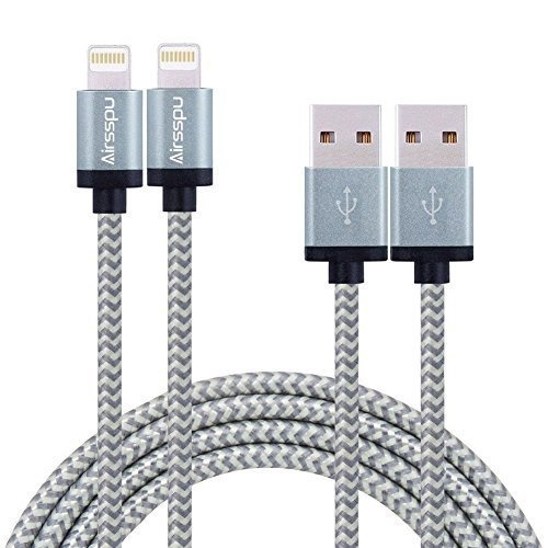 【クリックでお店のこの商品のページへ】Airsspu Lightning Cable 2Pack 6ft Nylon Braided iPhone Cable USB Charging Cord for iPhone 6s，6s plus， 6 Plus， 6， iPhone 5 ，5C ，5S， iPad Air， Mini ， Mini2， iPad 4， iPod 7(Gray＋White)