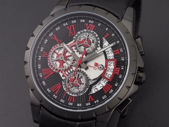 【クリックでお店のこの商品のページへ】腕時計 メンズ サルバトーレマーラ SALVATORE MARRA SM13119S-IPBKRD ブラック レッド レザー クロノグラフ