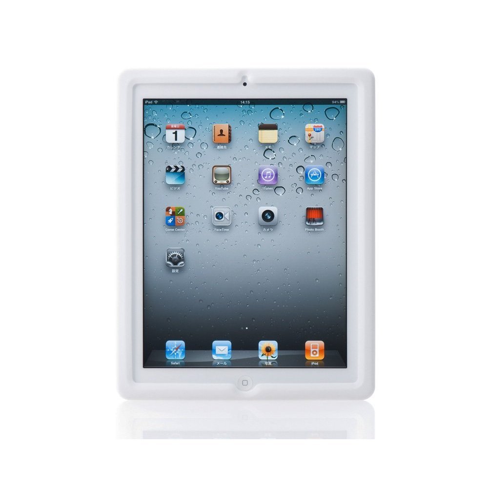 【クリックで詳細表示】Simplism iPad 2 シリコンケース 液晶保護フィルム 折りたたみスタンド付属 ホワイト TR-SCSIPD2-WT