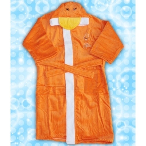 【クリックで詳細表示】【送料無料】あひる♪キッズバスローブ 7-8歳向け オレンジ 世界60カ国で愛用されているキッズ用バスローブ♪