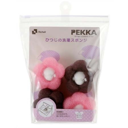 【クリックでお店のこの商品のページへ】PEKKA(ペッカ) ひつじの洗濯スポンジ ピンク【洗濯機用品】【くず取りネット】