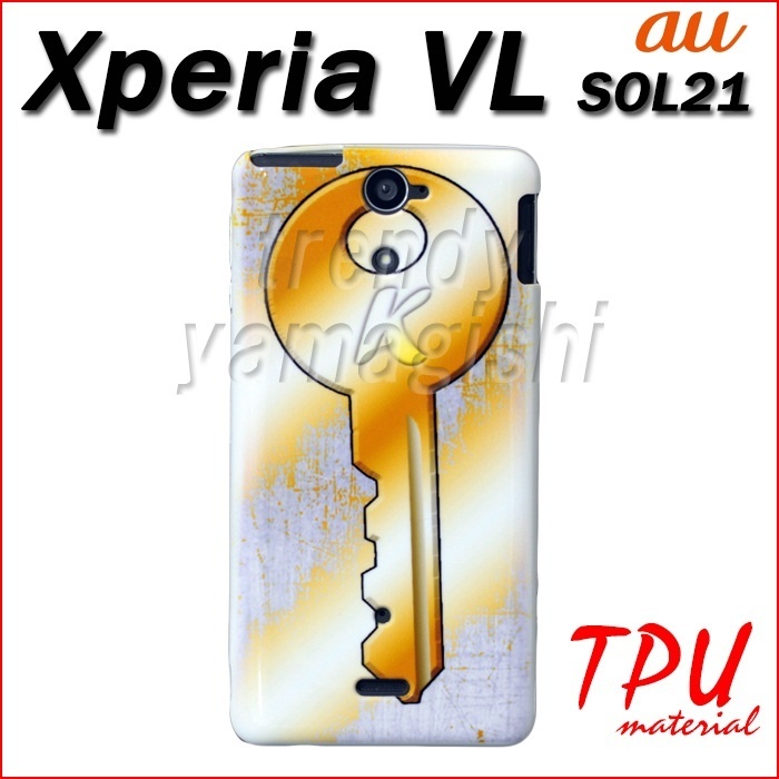 【クリックで詳細表示】Xperia VL SOL21 用『No1 K 黄色の鍵』TPU特殊印刷ケース [ エクスペリア xperiavl カバー xperia vl ケース SOL21 エクスぺリアVL スマホカバー 国内発送 ]
