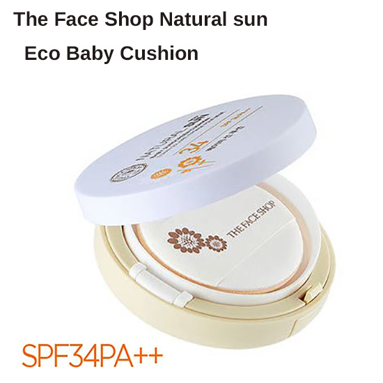 【クリックでお店のこの商品のページへ】[ The Face Shop ] Natural sun Eco Baby Cushion SPF34 / PA＋＋ Organic： Ecocert certification / Main Ingredients： Sunflower sprout extract New