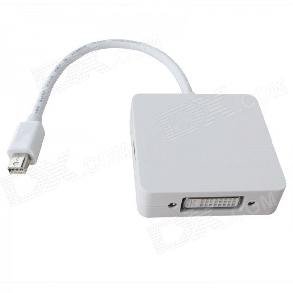 【クリックでお店のこの商品のページへ】3-in-1 Mini DisplayPort Mini DP Thunderbolt to VGA /HDMI/ DVI Adapter Cable - White (25cm)