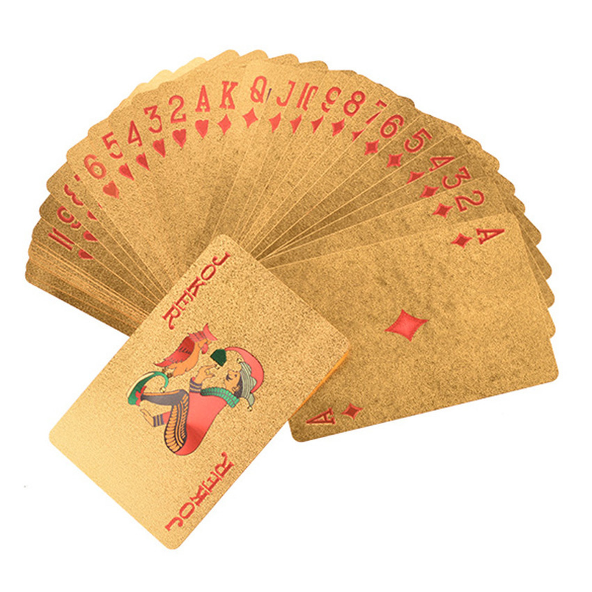 【クリックでお店のこの商品のページへ】54pcs Entertainment Playing Cards Set Gold Foil PlatedPlastic Poker Game with Gift Box