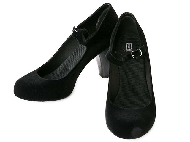 【クリックでお店のこの商品のページへ】melissa メリッサ 30359 1003 ASHIA BLACK ストラップ付き パンプス フロッキー素材 ブラック melissa メリッサ ラバーシューズ サンダル レインシューズ フラットシューズ靴