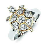 Qoo10L[eAJSterling Silver CZ and Flash Gold-Plated Turtle Ring