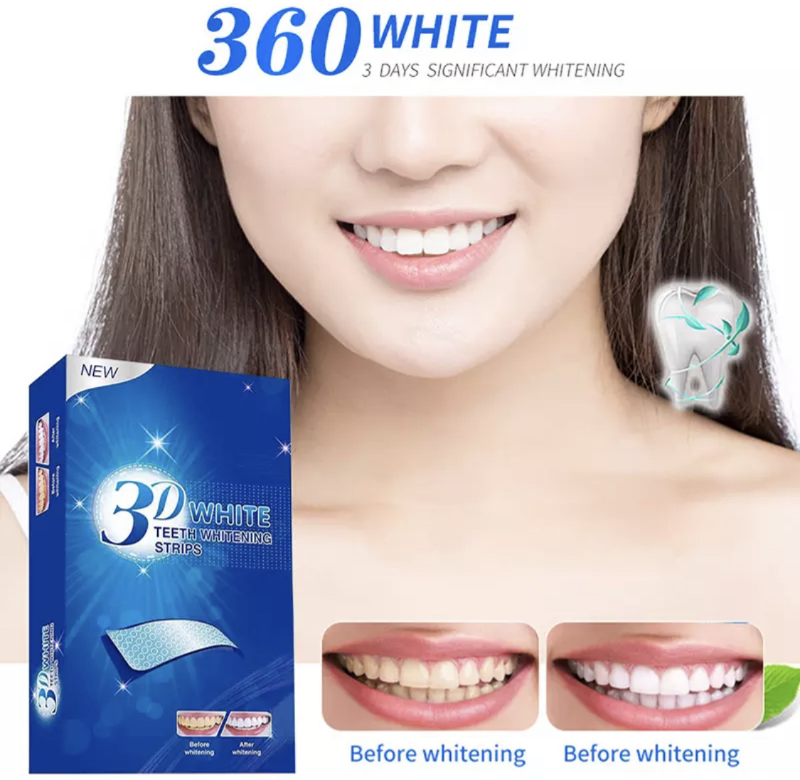 Qoo10 3D Teeth Whitening Strips 14pairs Tooth Bleach Stain Removal