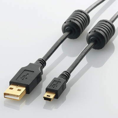 【クリックでお店のこの商品のページへ】エレコム USB2.0ケーブル/A-miniBタイプ/フェライトコア付/3m/ブラック U2C-MF30BK