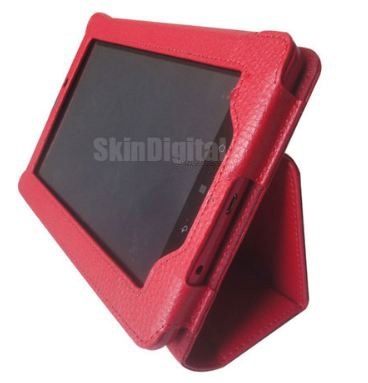 【クリックでお店のこの商品のページへ】Kobo Vox Tablet eReader Red Genuine Leather Case Cover/ 赤の本革ケースカバー