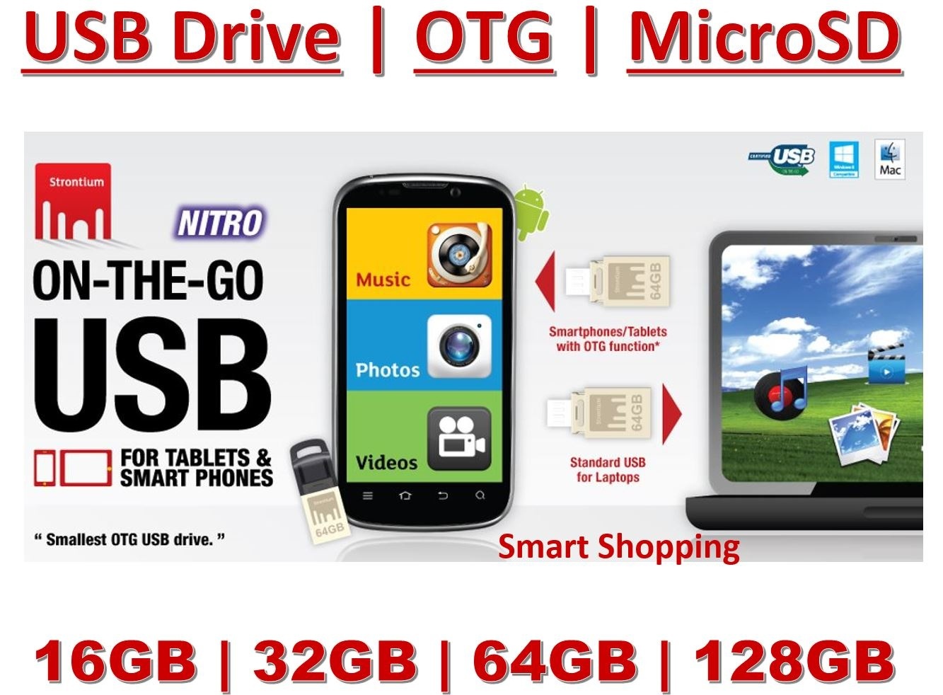 【クリックでお店のこの商品のページへ】Strontium Micro SD Class 10 OTG Memory Card MicroSD SanDisk USB 3.0 Dual Pendrive ON THE GO hdd 16gb 32gb 64gb 128gb free otg card reader Singapore stock