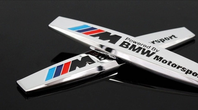 【クリックでお店のこの商品のページへ】BMW X1X3X5X61 3 Series 5 series Z4M series leaves 子？ automobile side standard metal logo labeling Leaves side mark (a price)