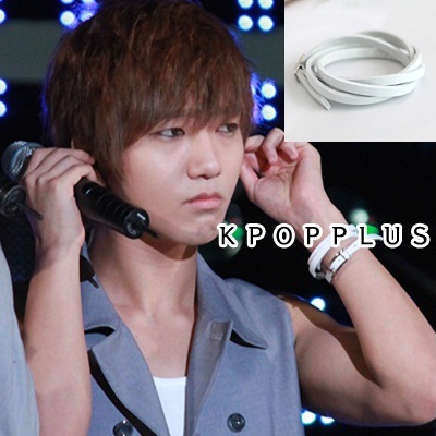 【クリックで詳細表示】？SUPER JUNIOR Ye Sung - White Leather Bracelet ＃SJ19