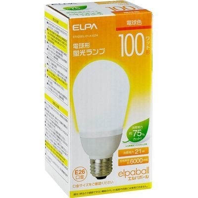 【クリックで詳細表示】ELPA 電球形蛍光ランプ 100W形 E26 電球色 EFA25EL/21-A102H