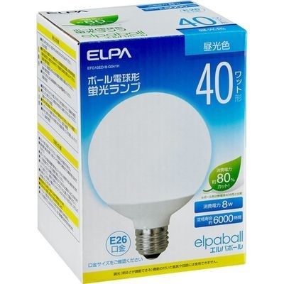 【クリックで詳細表示】ELPA ボール電球形蛍光ランプ 40W形 E26 昼光色 EFG10ED/8-G041H