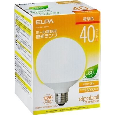 【クリックで詳細表示】ELPA ボール電球形蛍光ランプ 40W形 E26 電球色 EFG10EL/8-G042H