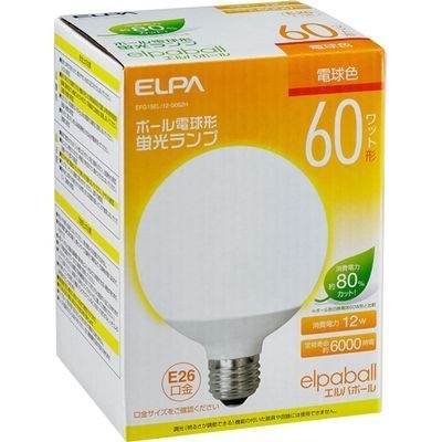 【クリックで詳細表示】ELPA ボール電球形蛍光ランプ 60W形 E26 電球色 EFG15EL/12-G062H