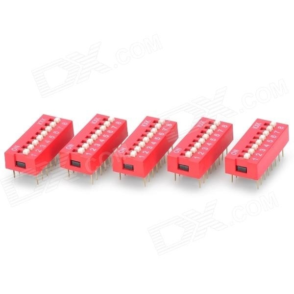 【クリックで詳細表示】UL94V Mini 8 Pin Slide Switches for Electronic DIY - Red ＋ White (5 PCS)