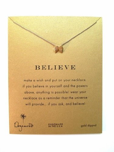 【クリックでお店のこの商品のページへ】Dogeared Believe Angel Wings Reminder 16＆quot Boxed Necklace (Gold Dipped)