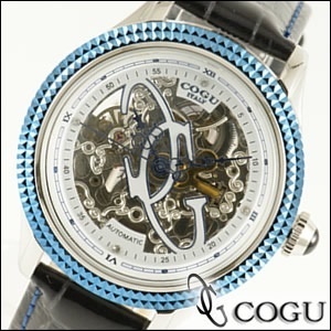 【クリックで詳細表示】COGU コグ 腕時計 F1031-WBL メンズ 男 スケルトン スワロフスキー(ブルー)☆新作腕時計入荷☆新品！未使用品！