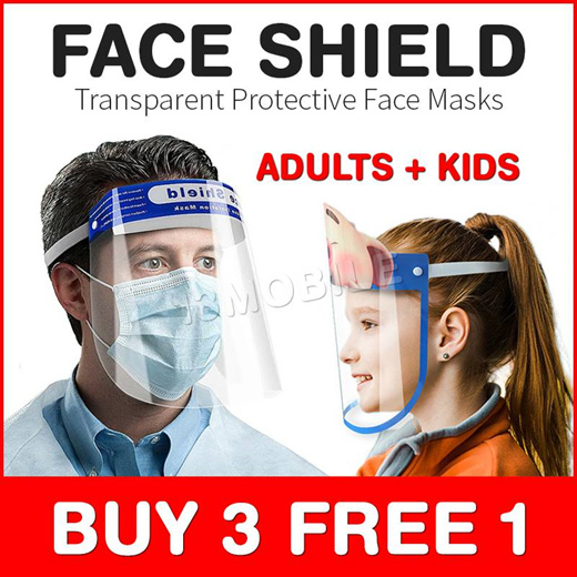 3 free 1 ★ adults   kids ★ full face shield mask protective