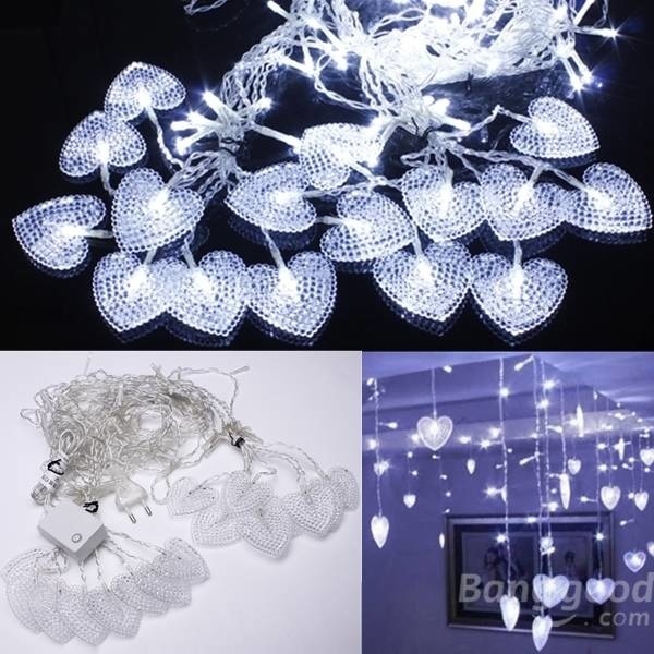 【クリックで詳細表示】2M White 16 Hearts 104 LED String Fairy Holiday Lights For Party Xmas