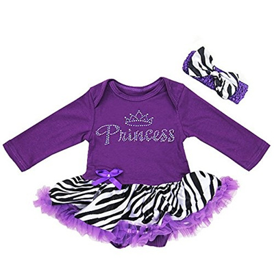 146 New qoo10 baby headband 968 Qoo10   Baby Purple Zebra Rhinestone Princess Bodysuit Tutu Headband   