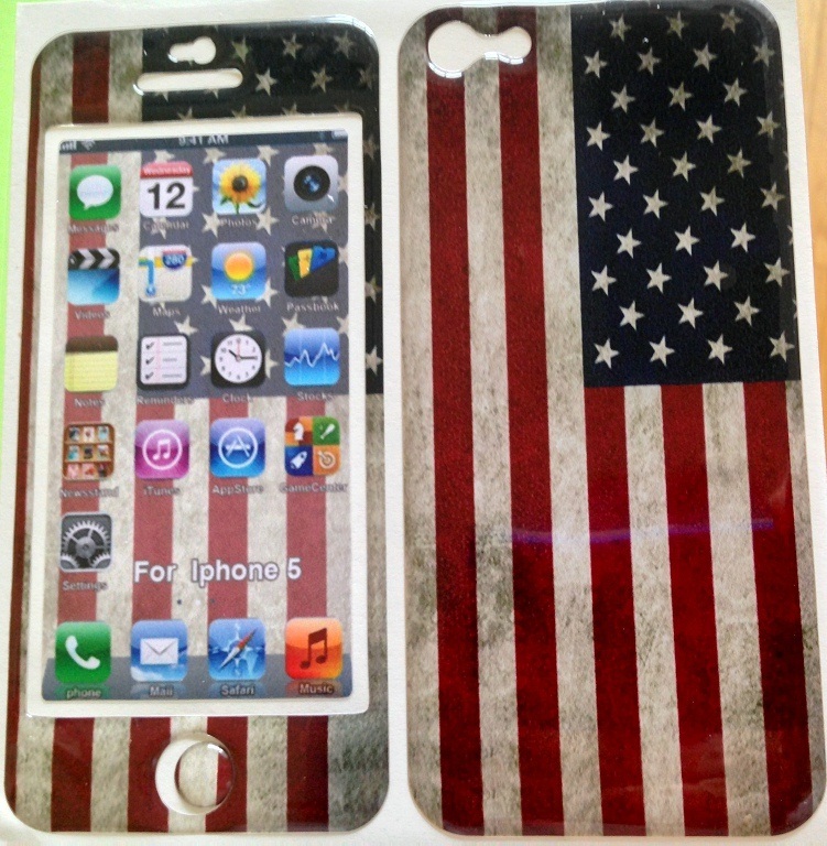 【クリックでお店のこの商品のページへ】iphone5 デザインシール アメリカ国旗 前＋後