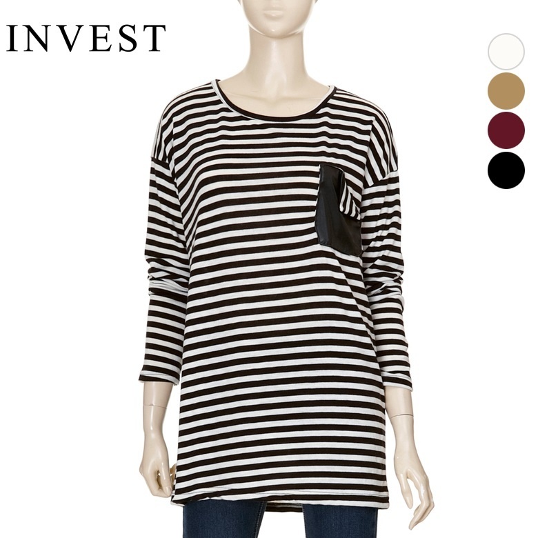 【クリックでお店のこの商品のページへ】[INVEST]Pocket features a striped t-shirt＿VCF1TS6330