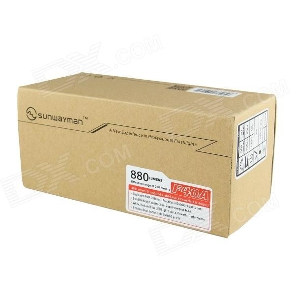 【クリックで詳細表示】SUNWAYMAN F40A 11 x Cree XM-L2 880lm 7-Mode Cool White / Red / Blue Flashlight - Black (4 x AA)