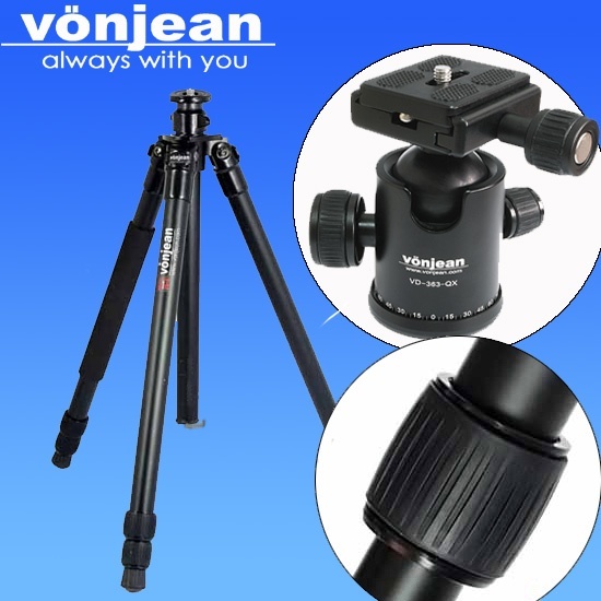 【クリックで詳細表示】VT-338D Tripod ＋ VD-363 BLACK ballhead for digital DSLR camera nikon canon カメラ用 三脚、DSLR用 ブラック