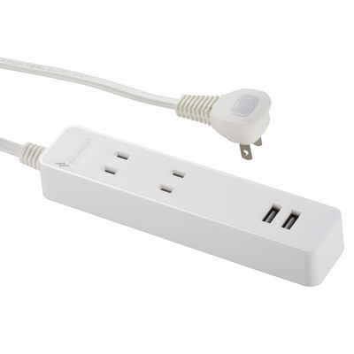 【クリックで詳細表示】オーム電機 USB充電ポート・雷ガード付 テーブルタップ 2個口 1m ホワイト HS-TU21N78W